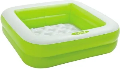 Image de Baignoire gonflable carrée pour bébé 86 x 86 x 25 cm, rose ou verte, 1 pièce