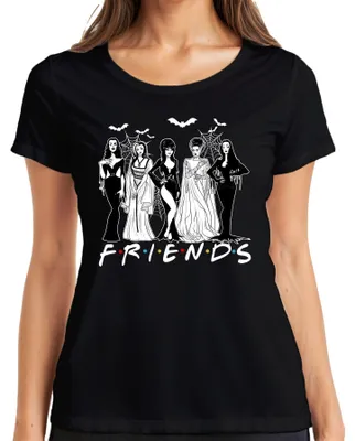 Immagine prodotto di FRIENDS Halloween Gothic Vampire Bride Munster Spiderwebs Maglietta da donna, nero, XL