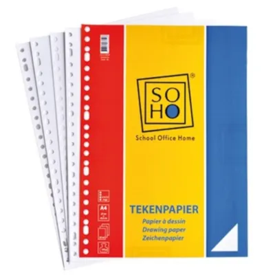 Productafbeelding van Ringmap-papierkaarten, 23-rings, A4, wit, 100 stuks