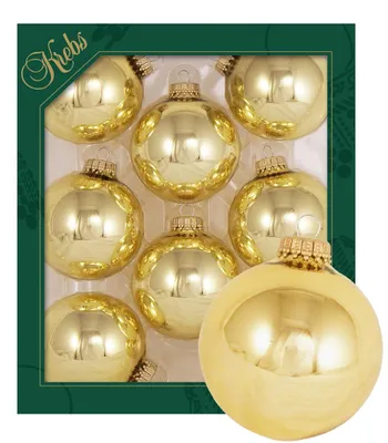 Produktbild von Krebs Glas Lauscha 8er Set einfarbige Christbaumkugeln in Gold - Größe ca. 7cm - 70132