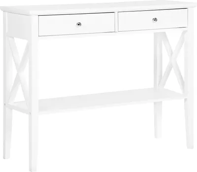 Produktbild von BELIANI Konsolentisch Weiß 35 x 100 cm 2 Schubladen MDF Tischplatte Kleine Kommode Rechteckig Landhausstil