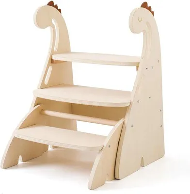 Image de Littre de jeu en bois pour enfants avec trois marches, destiné aux enfants de 3 à 6 ans