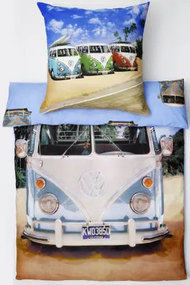 Produktbild von Renforcé-Bettwäsche 135 x 200 cm, Motiv 1 VW- Bulli