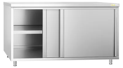 Imagen del producto de Mueble bajo de acero inoxidable, dimensiones 2000 x 600 mm, calidad PREMIUM - GOLDINOX