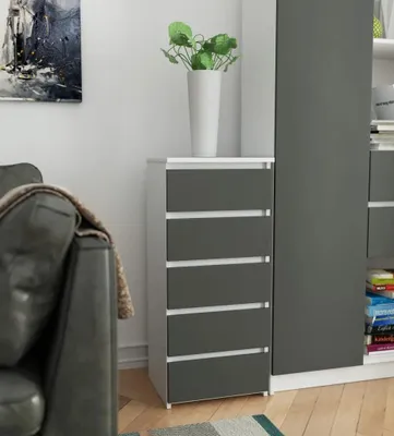 Image de Commode VALESTRA - blanc / gris foncé