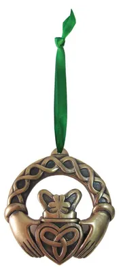 Ophangornament Claddagh Ring Design, Bronze verguld, 1 Stück