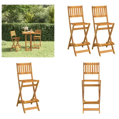 Immagine prodotto di vidaXL Sgabello da giardino 2 pz. Sgabello pieghevole in legno massiccio di acacia - Sgabello da bar - Sedia - Sedia da bistrot