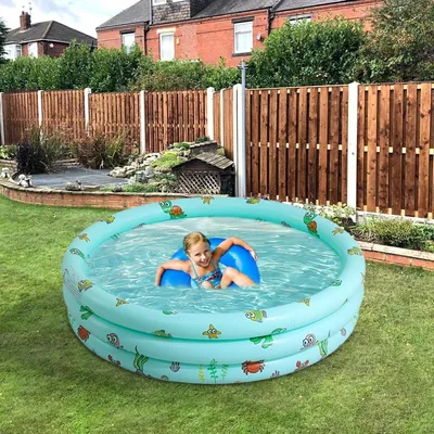 Produktbild von Aufblasbarer Pool für den Außenbereich - Rundes Schwimmzentrum mit 3 Ringen für Garten, Hinterhof, Park und Balkon