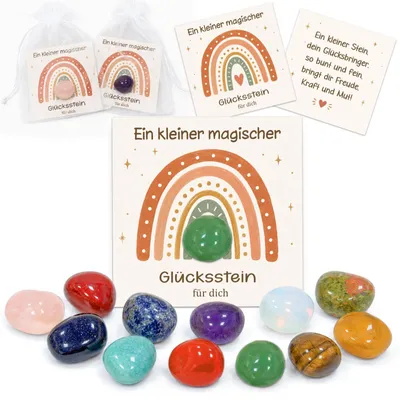 Produktbild von Glückssteine - 12 Stück als Mitgebsel - Dekoration und Spielzeug - Bunt