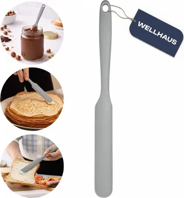 Produktbild von WELLHAUS Silikonspatel für Gläser mit Cremes, Marmeladen und Torten, Grau