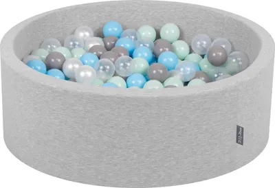 Obrázek produktu pro KiddyMoon 90x30cm/300 míčků ∅ 7cm Kulatý Suchý Bazén s míčky Certifikováno vyrobeno v EU, Světle Šedá: Perleťová/Šedá/Průhledná/Baby Modrá/Mátová