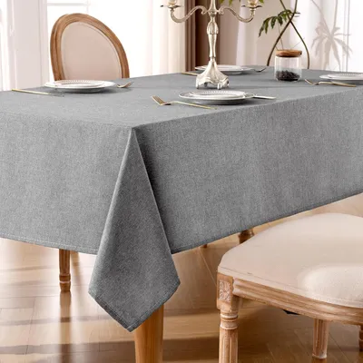 Produktbild von Abwaschbare Tischdecke in Grau – 100x140cm aus Polyester mit Leinenoptik, wasserabweisend und pflegeleicht für Wohnzimmer, Esszimmer, Balkon und Garten
