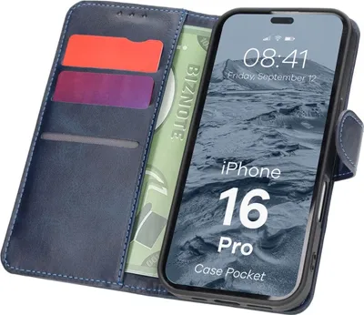 Produktbild von Bizon Case Pocket Apple iPhone 16 Pro marineblau