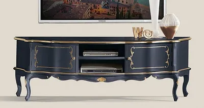 Image de Casa Padrino Luxe Baroque Meuble TV Bleu / Or - Buffet en bois massif fait main avec 2 portes - Meubles de salon baroques - Qualité de luxe -  Italy