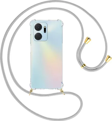 Produktbild von Handykette Backcover-Schutzhülle mit Band (Metall goldfarben) für Honor X7a (6.75'') - silbergrau