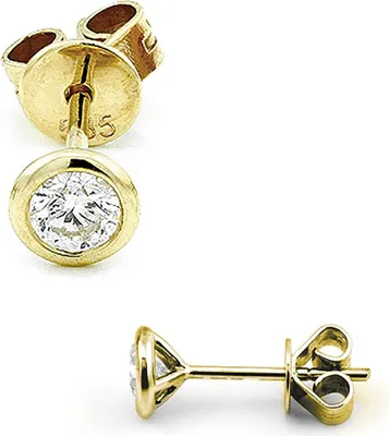 Produktbild von Brillanten Solitaire Ohrstecker 585 Gelbgold Zargenfassung Ohrringe Diamant 0,40 ct.