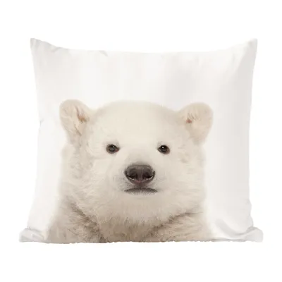 Produktbild von MuchoWow® Zierkissen Sofakissen Wohnzimmer Dekokissen 60x60 cm Tiere - Eisbär - Weiß - Sitzfläche - Foto Polster