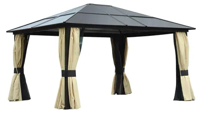 Produktbild von Outsunny Luxus Pavillon 430x360x280cm – Gartenpavillon aus Aluminium mit PC-Dach, für Garten & Terrasse