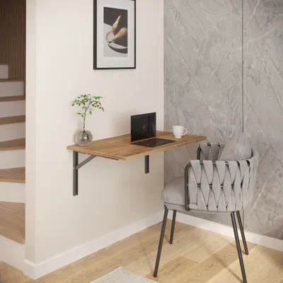 Produktbild von AKKE Retro-Holz Wandklapptisch mit silber-satin winkeln LxB: 60x60 cm