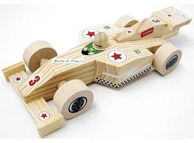 Produktbild von EDUPLAY 800188 Holz Rennauto zum Basteln, natur, 16-teilig (1 Set)