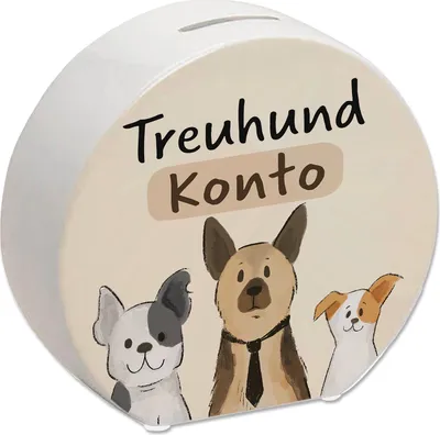 Produktbild von Hunde Spardose mit Spruch Treuhundkonto