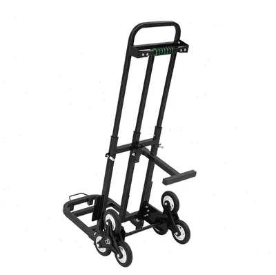 Produktbild von Treppensteiger Sackkarre - Klappbarer Transportwagen - 6 Räder - 210 kg Tragkraft - Stahlrahmen - Höhenverstellbarer Griff - Schwarz