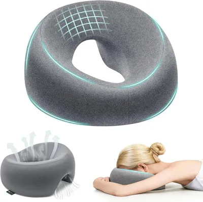 Productafbeelding van Ergonomisch gezichtskussen met ademhalingsopening, U-vormig massagekussen, hoofdkussen voor bed en massagestoel, gezichtskussen voor spa en schoonheidssalon