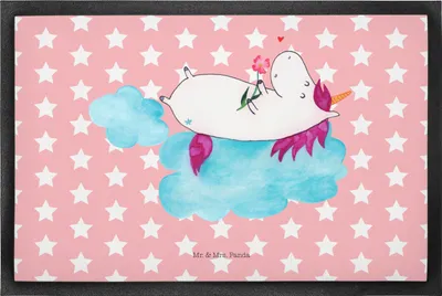 Produktbild von Mr. & Mrs. Panda fußmatte Einhorn Verliebt 50 x 75 cm - Rot Pastell - Geschenk, Schmutzmatte, Unicorn, Fußabtreter, Freundin, Bodenvorleger, Schmutzfangmatte, Einhörner