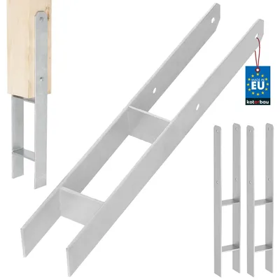 Obrázek produktu pro KOTARBAU® Sada 2 podpěr H-sloupků pro osazení do betonu 70 mm / 600 mm H-kotva z pozinkované oceli Stříbrná kotva pro sloupky Patky pro sloupky Patka pro sloupky s kotvou do betonu Ocelový nosník Ocelová kotva