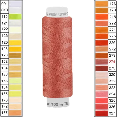 Produktbild von Nähgarn 100m Unipoly 120 Tex14x2 Polyester Nähfaden Nähmaschinengarn Farben 1v6 , Farbe:274