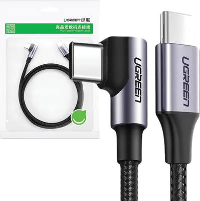 Image de Ugreen Usb-C à Usb-C, câble angulaire Us255 Qc 3.0 Pd 3A 60W 1M (Noir)