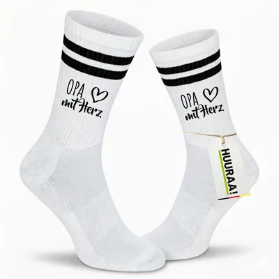 Produktbild von Huuraa Uni Socken Opa mit Herz 42/46 Black Baumwolle Tennissocken Geschenkidee