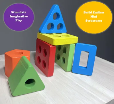 Immagine prodotto di Set di forme geometriche in legno, giocattolo Montessori, adatto a bambini dai 1 ai 3 anni