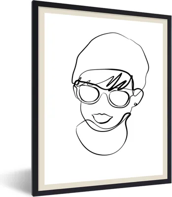 Produktbild von MuchoWow® Gerahmtes Poster Frauen - Minimalismus - Linienkunst 60x80 cm - Poster mit Schwarzem Bilderrahmen Wandposter Rahmen Foto Bilder - Premium - Wanddeko Wohnzimmer