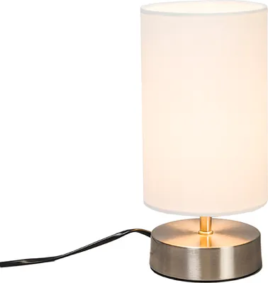 Produktbild von QAZQA - Moderne Tischleuchte I Tischlampe I Lampe I Leuchte weiß ca. 12 cm dimmbar - Milo 2 I Wohnzimmer I Schlafzimmer I Nachttischleuchte - Stahl Zylinder I Rund - LED geeignet E14