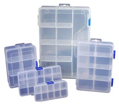 Aufbewahrungsbox aus PP-Kunststoff, 10 Fächer, transparent