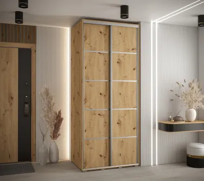 Produktbild von Kleiderschrank ASIRI 4 - 100/60 cm, Artisan-Eiche / Silber