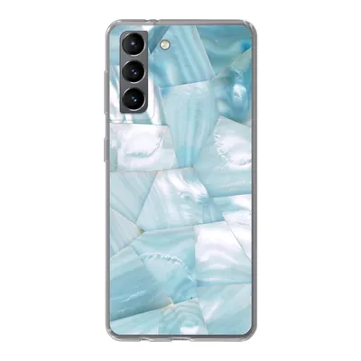 Produktbild von MuchoWow® Handyhülle Schutzhülle Hülle für Samsung Galaxy S21 Naturstein - Blau - Perlmutt Silikon Softcase Handy Hülle - Softcase