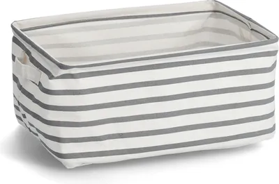 Image de ZELLER Boîte de rangement en toile grise rayée 36x25x18cm