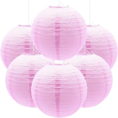 Produktbild von 6 Papierlaternen, runde Lampenschirme, Hochzeit, Party, Dekoration, Papierlampen für Hochzeit, Party, Geburtstag, Dekoration (rosa)