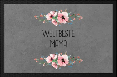 Produktbild von Weltbeste Mama Fußmatte Mutterliebe Blumenmotiv Geschenkidee Muttertag Geburtstag