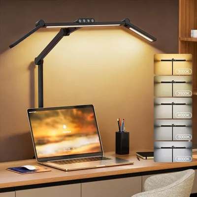 Zdjęcie produktu dla Lampa biurkowa LED - 24W - 5 temperatur barw - możliwość regulacji jasności - regulowana konstrukcja - idealna do biura domowego i do nauki