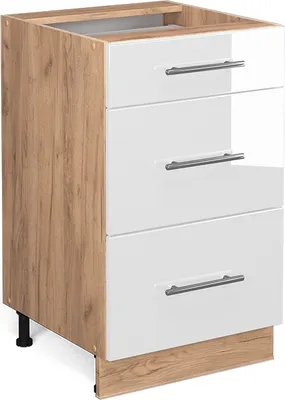 Produktbild von Kuchynská spodná skrinka Vicco Fame-Line, 50 cm bez pracovnej dosky, biely vysoký lesk/dub Goldkraft