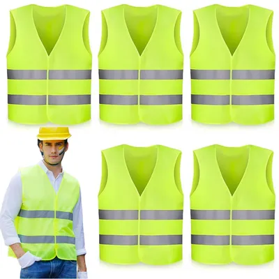 Produktbild von Warnwesten Auto 5 Stück Sicherheitswesten Set Reflektorweste Erwachsene Warnschutzweste High Visibility