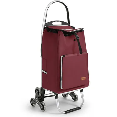 Produktbild von Sekey Klappbar Einkaufstrolley Treppensteiger Aluminium, mit 50L Wasserdichter Tasche, Kühlfach, Rot