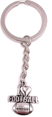 Produktbild von Onwomania Schlüsselanhänger Love Football Ball Sport Silber Metall Anhänger Charm