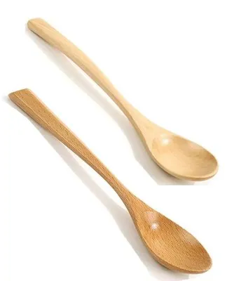 Image de Petites cuillères en bois naturel, lot de 2, pour le café et les desserts