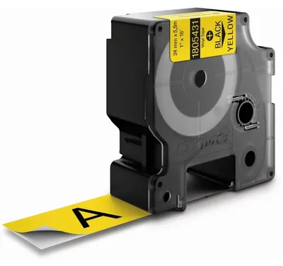 Image de Dymo Rhino 6000+ Vinyl 24 mm x 5,5 m noir sur jaune