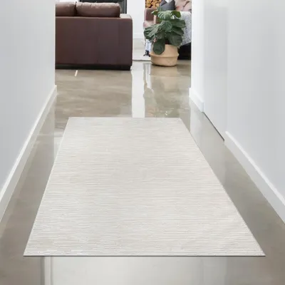 Obrázok produktu pre Moderný koberec s jemnou štruktúrou a elegantným dizajnom v krémovej farbe Veľkosť - 80 x 300 cm