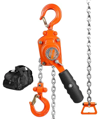 Produktbild von VEVOR Handhebel-Kettenzug, 1/4 Tonne 550 lbs Tragfähigkeit 1,5 m Zuggerät, G80 verzinkter Kohlenstoffstahl mit Weston-Doppelverriegelungsbremse, automatische Kettenführung & 360° drehbarer Haken, für Garage Fabrik Dock, Mini-Modell, 1.4 m